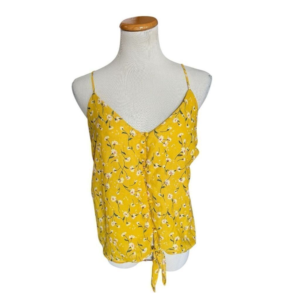 Womens Sienna Sky Floral Print Button Down Tie Detail Tank Top - Sz L